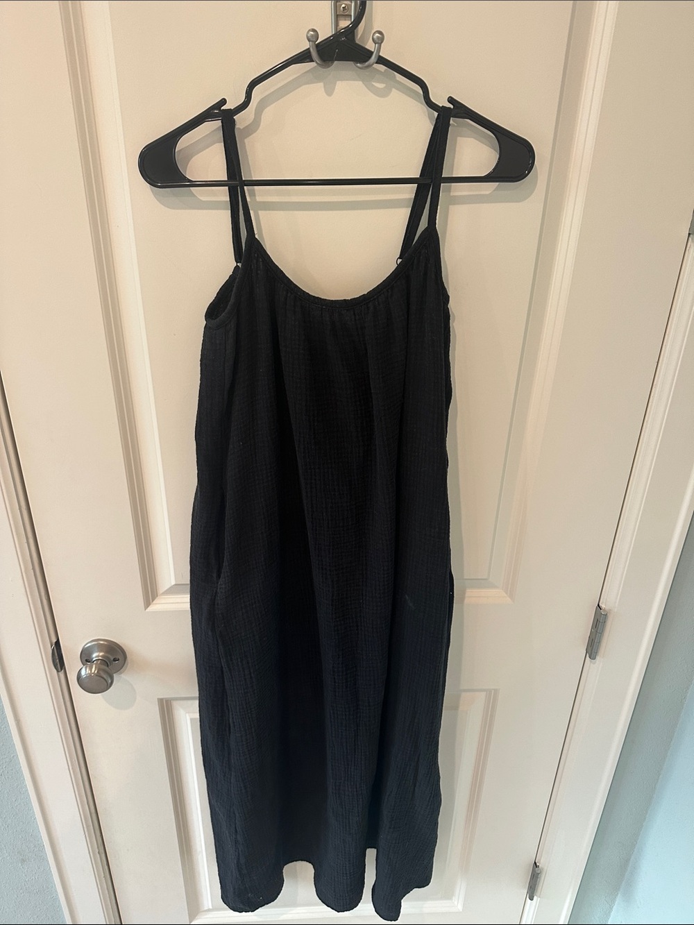 Sol Angeles Black Maxi Slip Dress with Thin Straps